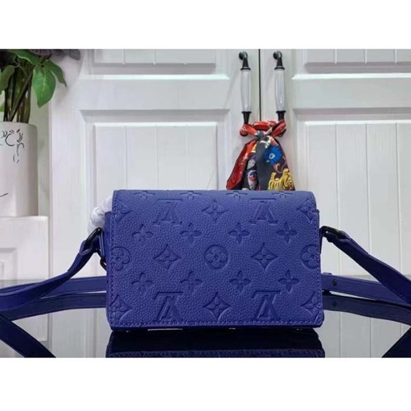 Louis Vuitton Unisex Steamer Wearable Wallet Racing Blue Embossed Taurillon Monogram Cowhide Leather For Sale