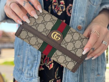 Gucci Ophidia GG Canvas Trifold Wallet Online now