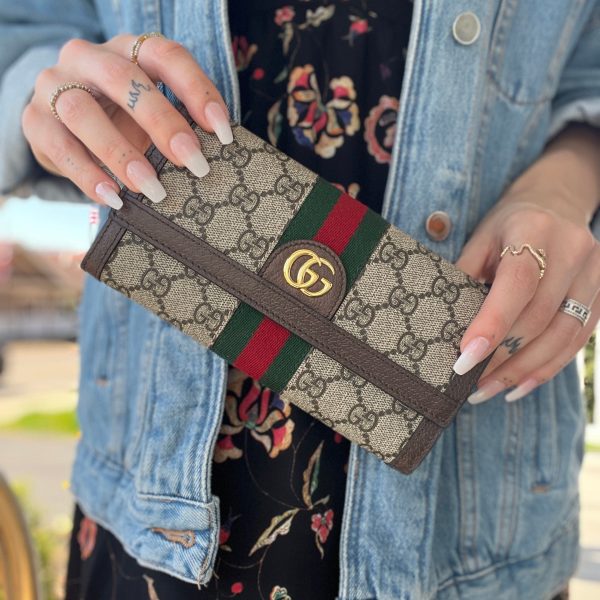 Gucci Ophidia GG Canvas Trifold Wallet Online now