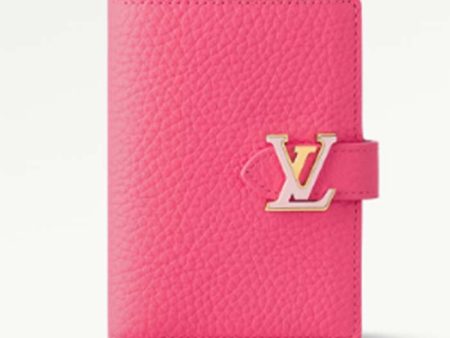 Louis Vuitton Unisex LV Vertical Compact Wallet Dragon Fruit Pink Taurillon Leather For Sale