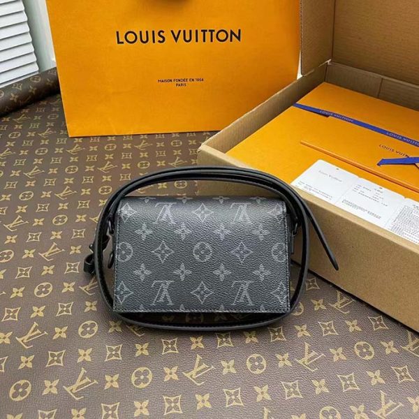 Louis Vuitton LV Unisex Steamer Wearable Wallet Black Monogram Eclipse Coated Canvas Cowhide Leather For Discount