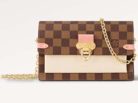 Louis Vuitton LV Women Vavin Chain Wallet Beige Damier Ebene Coated Canvas Cheap