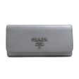 Prada bi-fold long wallet leather gray unisex 1MH132 Online Sale