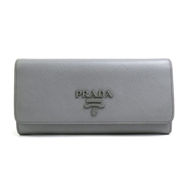 Prada bi-fold long wallet leather gray unisex 1MH132 Online Sale