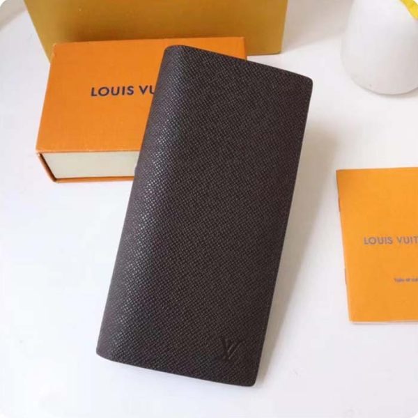 Louis Vuitton LV Unisex Brazza Wallet Taïga Leather Discreetly Stamped LV Initials Sale