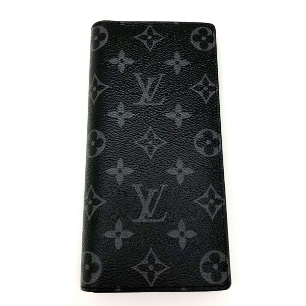 LOUIS VUITTON Portefeuille Brother M61697 Monogram Eclipse Black Silver Metal Bifold Long Wallet Men s For Cheap