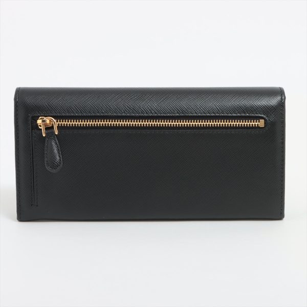 Black Large Saffiano Metal Leather Wallet Cheap