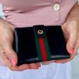 Gucci Vintage Leather Compact Web Wallet Online Hot Sale