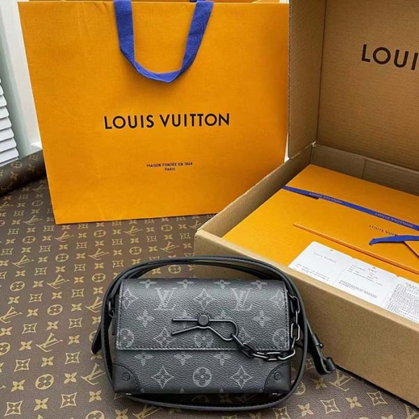 Louis Vuitton LV Unisex Steamer Wearable Wallet Black Monogram Eclipse Coated Canvas Cowhide Leather For Discount