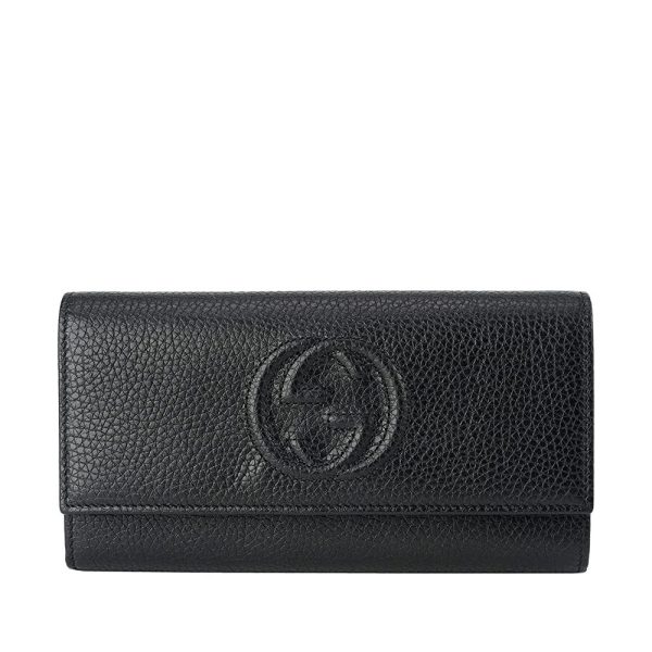 Gucci 598206 A7M0G 1000 Soho Women s Black Calf-Skin Leather Flap-Closure Wallets (GGWW3608) Online now