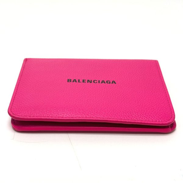 BALENCIAGA Folded wallet leather pink logo Ville unisex(Unisex) Discount