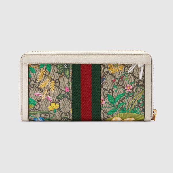 Gucci Ophidia GG Flora Zip Around Wallet White Hot on Sale