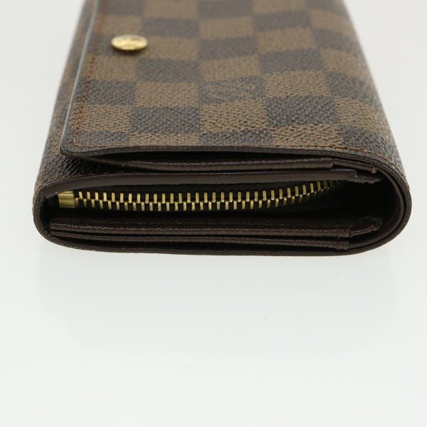 LOUIS VUITTON Damier Ebene Portefeuille Tresor Bifold Wallet N61736 Auth 35561 Sale