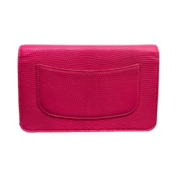 Wallet on Chain WOC Lizard Leather Hot Pink SHW Hot on Sale