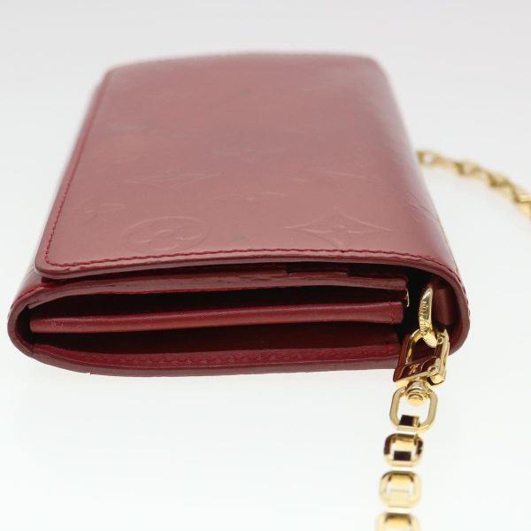 LOUIS VUITTON Vernis Portefeiulle Sarah Chain Long Wallet Red M90206 Auth 39373 Online now