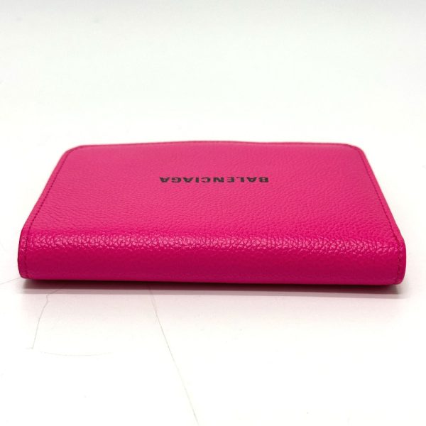 BALENCIAGA Folded wallet leather pink logo Ville unisex(Unisex) Discount