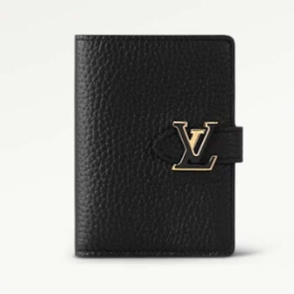 Louis Vuitton Unisex LV Vertical Compact Wallet Black Arizona Beige Taurillon Leather Hot on Sale