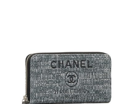 Chanel Tweed Deauville Zip Around Wallet Canvas Long Wallet in Excellent condition Online