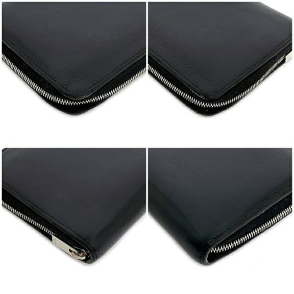 Celine Round Wallet Black Silver Yellow W TN 0174 Leather Celine Ladies Card Fashion