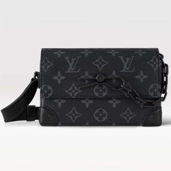 Louis Vuitton LV Unisex Steamer Wearable Wallet Black Monogram Eclipse Coated Canvas Cowhide Leather For Discount