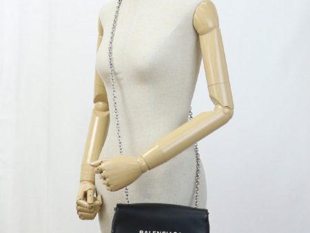 BALENCIAGA 502027 Chain wallet Every day Crossbody bag leather black Women For Cheap