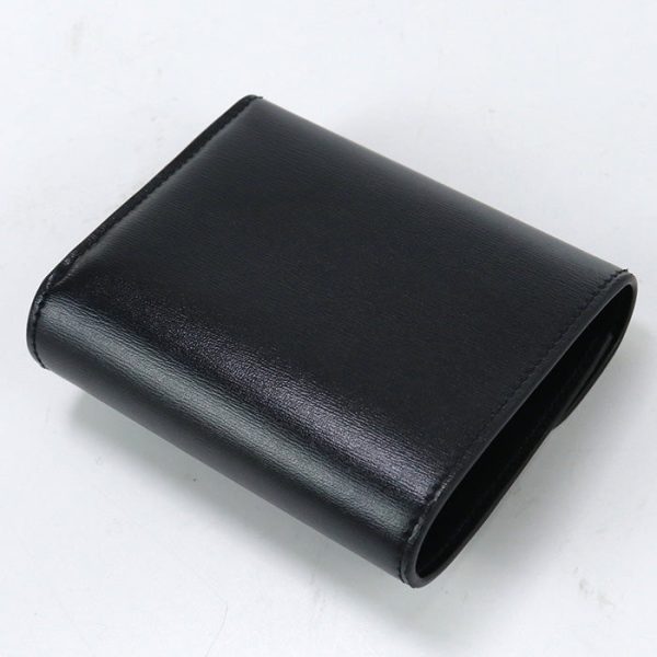 CELINE 10D78 3DPV 38NO Tri-fold wallet Triomphe Steel flap wallet Calf leather black Women Cheap