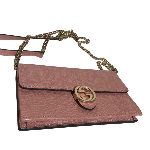 GUCCI WALLET ON CHAIN Cross Body Bag  PNK Leather Plain For Discount