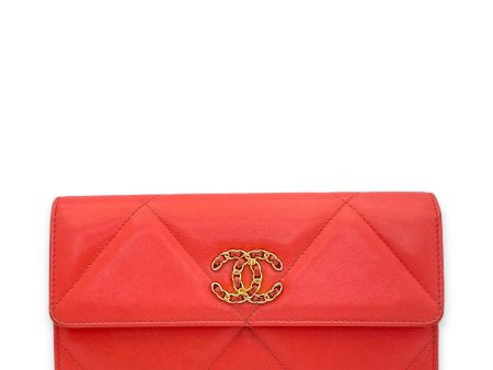 C19 Wallet Coral in Goat Leather, Gold hardware Sale