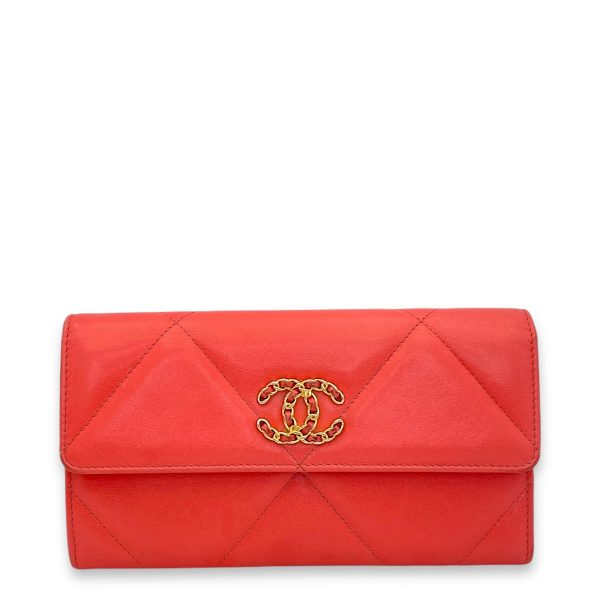 C19 Wallet Coral in Goat Leather, Gold hardware Sale