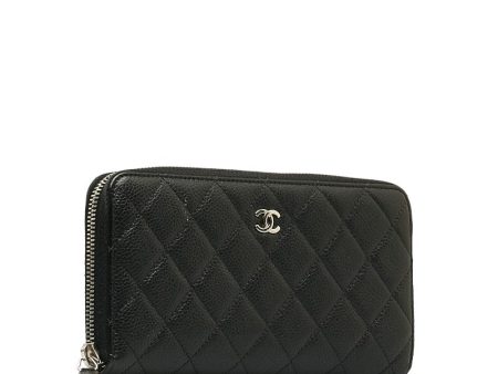 Chanel CC Caviar Matelasse Zip Wallet  Leather Long Wallet in Good condition Fashion