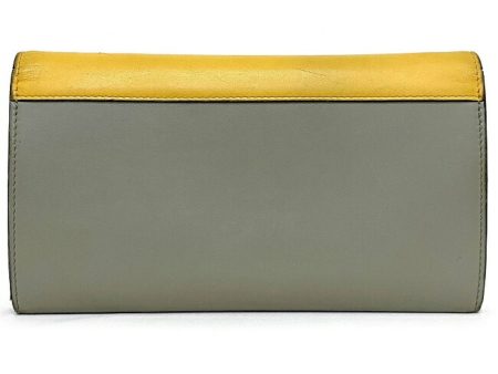 Celine Tri-Fold Wallet Trifold Multifunction Yellow Gray Beige 105853 Leather Celine Calfskin Women s Genuine Online Sale