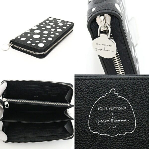 LOUIS VUITTON Yayoi Kusama LV x YK Zippy Round Long Wallet M81906 Black White For Cheap