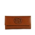 Gucci Women s Wallet Leather Large Check Book Style Brown 231843 Discount