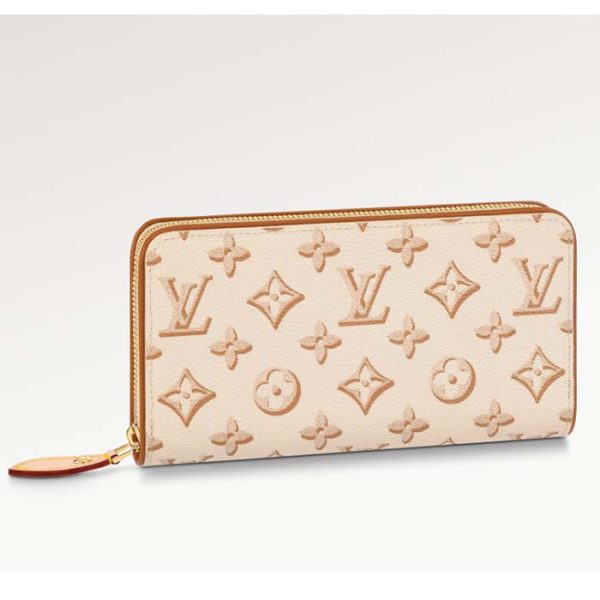 Louis Vuitton LV Unisex Zippy Wallet Beige Monogram Coated Canvas Calf Leather Cheap