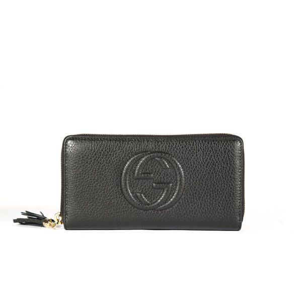 Gucci 598187 525040 Soho Women s Black Full Grain Calf-Skin Leather Wallet (GGWW3605) Sale