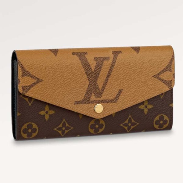 Louis Vuitton LV Unisex Sarah Wallet Monogram Reverse Coated Canvas Cowhide Leather Online Sale