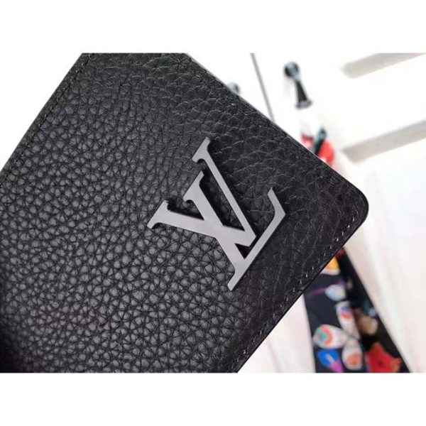 Louis Vuitton Unisex Multiple Wallet Black Grained Cowhide Leather Textile Lining Sale