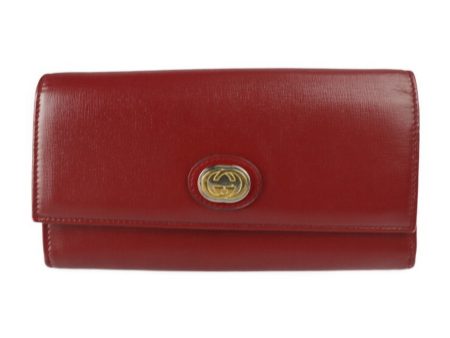 Gucci Interlocking G Marina Bifold Wallet 598531 Leather Red Bordeaux Gold Hardware Long Online Sale