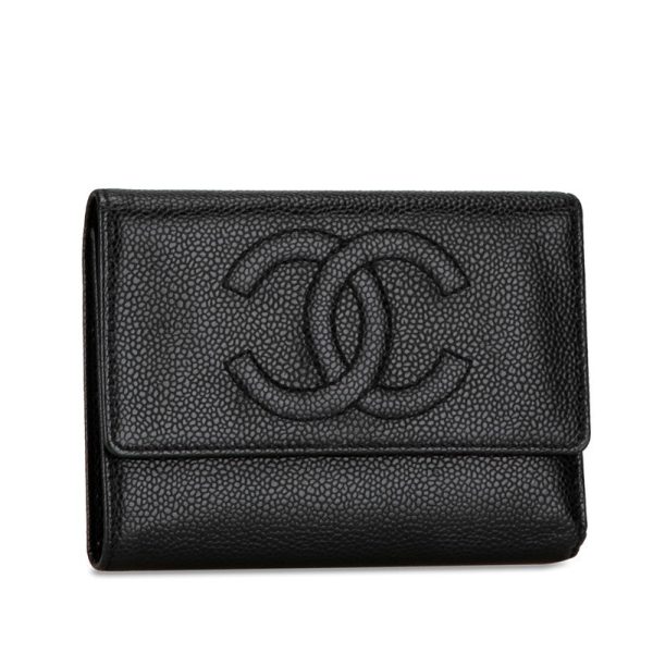 Chanel Coco Mark Compact Trifold Wallet Leather Short Wallet A13226 in Good condition Online Hot Sale