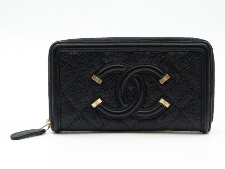 Medium Zipped Wallet CC Filigree Black Caviar Online now