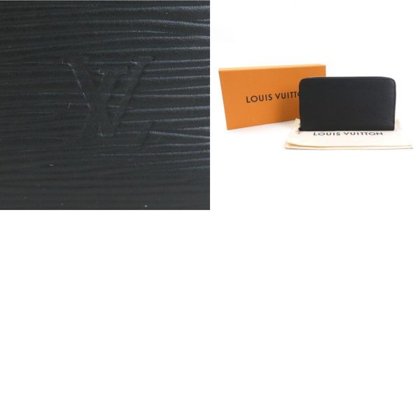 LOUIS VUITTON Round Zipper Long Wallet Epi Zippy Organizer NM Leather Noir Unisex M62643 Discount