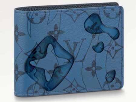 Louis Vuitton LV Unisex Slender Wallet Abyss Blue Monogram Aquagarden Coated Canvas Cheap