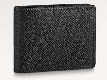 Louis Vuitton Unisex Multiple Wallet Black Taiga Cowhide Leather For Discount