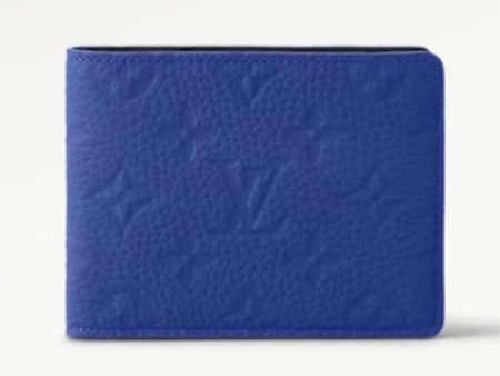 Louis Vuitton Unisex Multiple Wallet Racing Blue Embossed Taurillon Monogram Cowhide Leather Supply