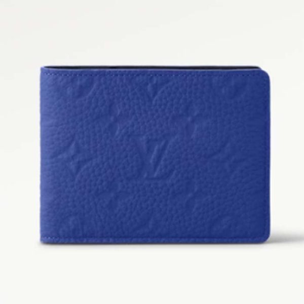 Louis Vuitton Unisex Multiple Wallet Racing Blue Embossed Taurillon Monogram Cowhide Leather Supply