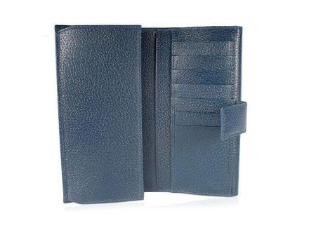 Gucci wallet Women s leather large check book style Navy 231843 Online Sale