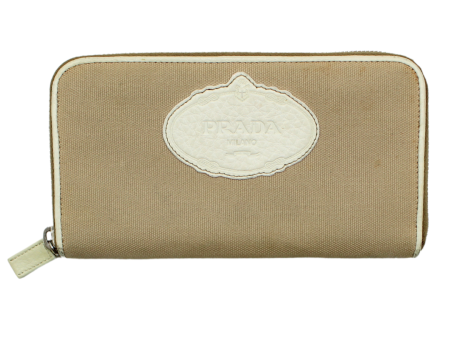 Prada Vintage Logo Canvas Zip Around Wallet Discount