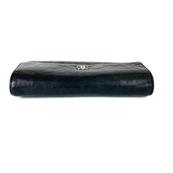 Camellia Lambskin Leather Wallet in Black Online Hot Sale