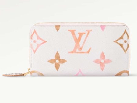 Louis Vuitton LV Unisex Zippy Wallet Beige Monogram Coated Canvas Zip Closure Discount