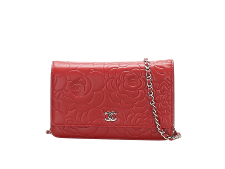 Camellia Lambskin Leather Wallet on Chain Red SHW Online Hot Sale